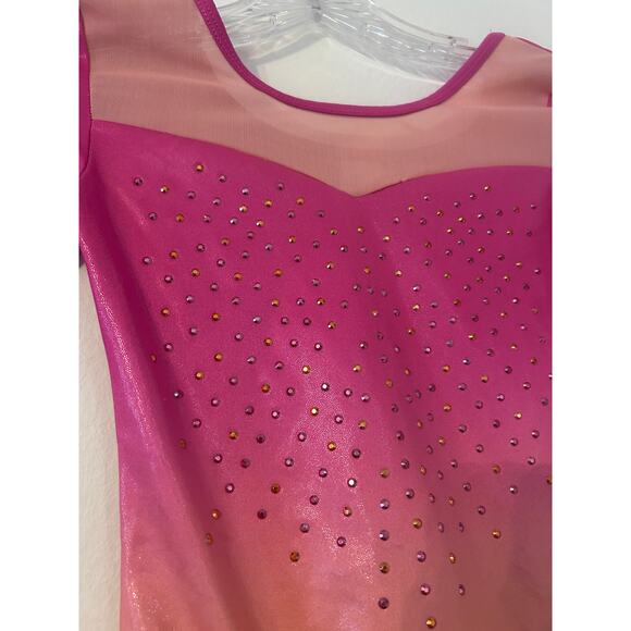 Girls More Than Magic Pink Orange Studded Leotard 7/8 - Picture 4 of 5